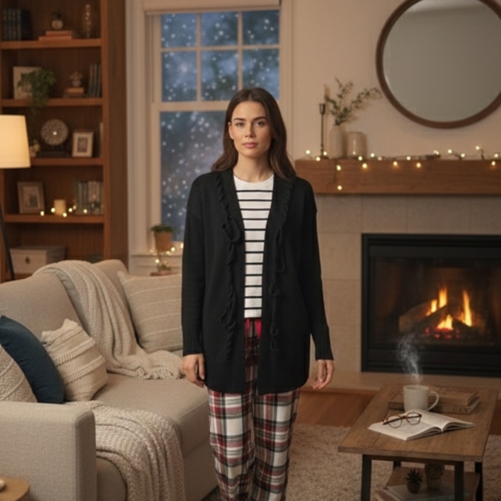 Simply Vera Wang Black Knit Cardigan